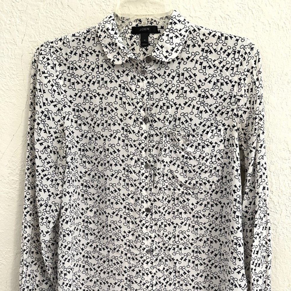 J. Crew silk button down musical note print size 4